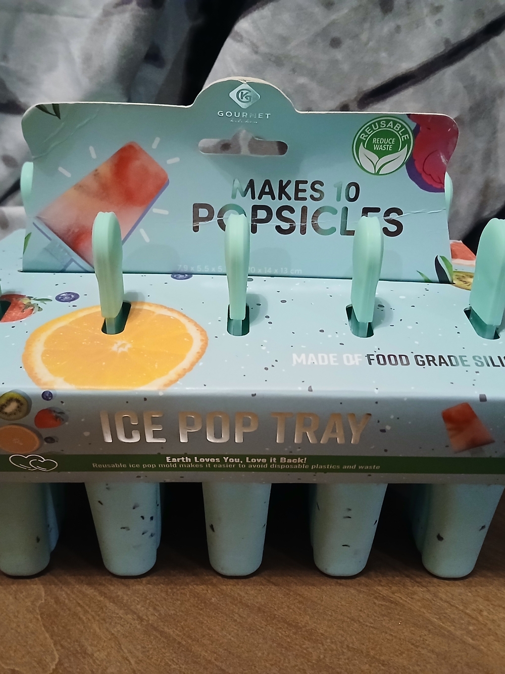 Silicone Ice Pop Tray - Light Blue Reusable Popsicle Mold (Makes 10)